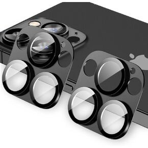 Korecase [2 Pack Camera Lens Protector for iPhone 13 Pro Max 6.7"/ iPhone 13 Pro 6.1" Metal Rear Tempered Glass Lens Film, Strong Adhesion, 9H Hardness Scratch Resistant Camera Lens Cover - Black