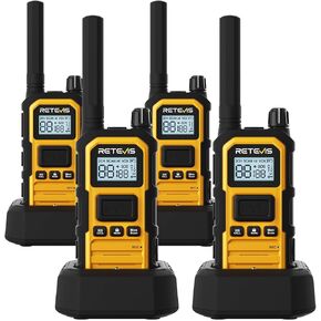 Retevis RB48 Plus Walkie Talkies for Adults, 5W GMRS Waterproof 2 Way Radio Long Range, Heavy Duty Rechargable Two Way Radios, Group Call, Dual PTT, Vibration Alert, NOAA(4 Pack)