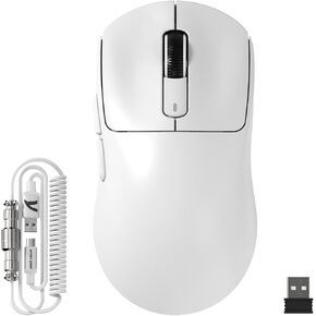 ATTACK SHARK X3MAX Esports Wireless Gaming Mouse,PixArt PAW3950 Gaming Sensor,Up to 42K DPI,100 Million Micro,49g Lightweight Tri-Mode(BT5.2/2.4Ghz/Wired) Mice with Coiled Cable-White