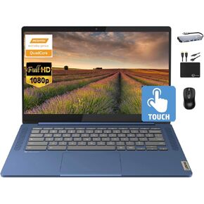 Lenovo Chromebook 2024 Newest 14" Touchscreen Slim Laptop Business Student, 8-Core MediaTek Kompanio 520, 4GB RAM, 128GB Storage (64GB eMMC+64GB Card), WiFi 6, Long Battery, Chrome OS+MarxsolAccessory