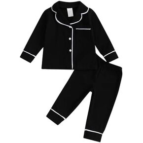 Balaflyie Baby Button Down Pajamas Set Shirt and Pants Toddler Cotton Pjs Long Sleeve Sleepwear