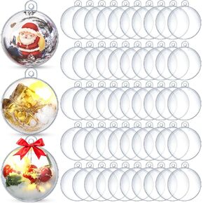 100 Pcs Christmas Fillable Ornaments Ball Clear Christmas Ornaments Filling Christmas Balls Plastic Christmas Ball Ornaments DIY Craft Transparent Ball for Home Party Tree Wedding Decor (2.36 Inch)