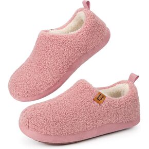 LongBay Women's Cozy Lightweight Slippers Warm Memory Foam Fuzzy House Shoes Indoor Outdoor Bedroom Boots with Anti Skid Rubber Sole