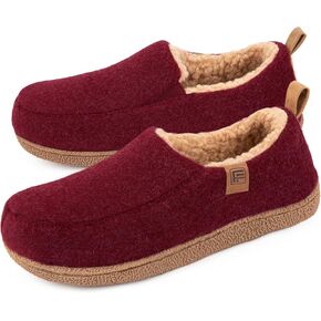 FamilyFairy Womens Felt House Slippers Warm Memory Foam Home Shoes with Rubber Sole Closed Back Slipper Boots Indoor Outdoor