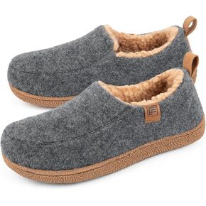 FamilyFairy Womens Felt House Slippers Warm Memory Foam Home Shoes with Rubber Sole Closed Back Slipper Boots Indoor Outdoor