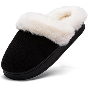 Womens Cotton Slippers Cozy Memory Foam Slippers Anti-Skid Rubber Sole Fuzzy Slippers Comfortable Warm Scuff Slippers Slip on Winter with Non-Slip Indoor Outdoor Suitable For Women