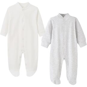 Newborn Unisex Baby Cotton Rompers Footed Snap-up Jumpsuits,One-Piece Coverall.