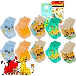 Disney Lion King Socks - Lion King Accessories Bundle of 10 Pairs of Lion King Socks for Kids Ages 12-24 Months, Stickers, More | Lion King Gift Set