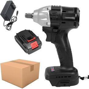 Jadeshay 21V Cordless Impact Wrench with Brushless Motor, Rechargeable Electric Screwdriver, Includes Fast Charger & LED Light, US Plug, Black