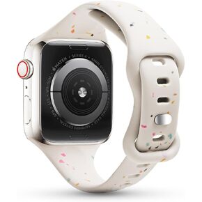 Sport Band Compatible with Apple Watch Band 40mm 38mm 41mm for Women Girls, Recycled Silicone Slim Strap for iWatch Bands Series 10 9 8 7 6 SE 5 Ultra 4 3 2 1 - Transparent white