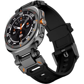 WINGLE for Samsung Galaxy Watch Ultra Bands 47mm for Men Sport Band Durable Armor Designed Silicone Rubber Strap with Stainless Steel Metal Connector Military Rugged Galaxy Watch 7 Ultra Bands