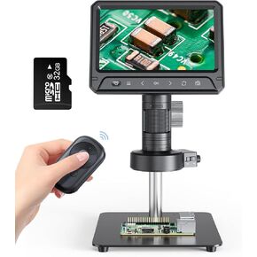 مجهر Aopick LCD رقمي 500X، مكبر عملة 1080P للعملات المعدنية الخطأ مع 8 مصابيح LED قابلة للتعديل، عرض الكمبيوتر الشخصي، متوافق مع نظام التشغيل MacOS Windows-أسود