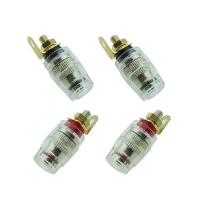 4PCS 4mm Red and Black Banana Plug Connector Terminal Post Audio Terminal Post Transparent Plastic Cover Connector