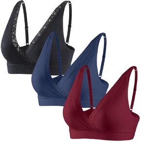 Lace Cotton Sleep Bras for Women, Maternity Nursing Bras, Pregnancy Support Bra with Adjustable Straps