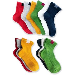 6 Pairs of Kids Socks, Colorful Toddler Socks, Cotton Crew Socks, Breathable Elastic Boys Socks