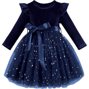 Toddler Baby Girl Christmas Dress for Girls Long Sleeve Dress Girls Velvet Dress Girls Tutu Winter Party Dress