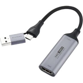 ELUTENG Video Capture Card USB3.0 HDMI to USBC Capture Card 4K 1080P Gaming Capture Card with USB/Type-C Adapter Broadcast Live and Record Video Audio Grabber for Gaming, Teaching, Video Conference