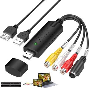 VHS to Digital Converter, 2.0 USB Audio Video Capture Card, AV to USB Convert Analog to Digital, RCA to USB-Convert Old VHS VCR Mini DV Hi8 DVD to Digital, for PC/TV/Camcorder, for MAC Windows Vista