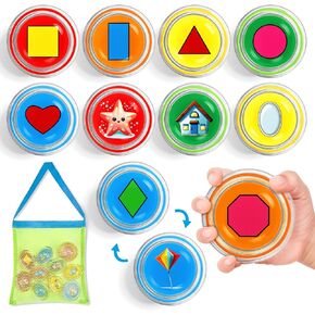 Toddler Bath Toys, 10pcs Shape Learning Toys Set, Bathtub Toys,Floating Pool Toys for Toddlers Kids 2 3 4 5 Years Old,Preschool Homeschool Supplies