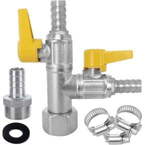 Nickel Plated Brass 3 Way Shut Off Gas Valve 3/8" Hose Barb Fitting U Shaped Ball Valve,Split Design 2 Switch Valve for Fuel Air