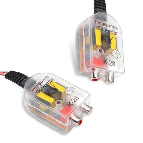 2 PCS Car Amplifier Subwoofer Converter, High Frequency to Low Frequency Design, Vehicle RCA Line Control Audio Signal Adapter, Universal Portable Automotive Output Converter (Transparent)