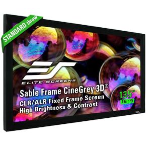 Elite Screens 135 inch CLR/ALR Projector Screen 16:9 4K, Standard Throw ISF Material Fixed Frame Projector Screen Grey, Indoor Movie Screen Home Theater, Sable Frame CineGrey 3D Series, ER135DHD3