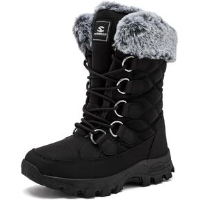 HOBIBEAR Womens Winter Boots Warm Faux Fur Lined Snow Boots Cold Weather Outdoor Shoes Water Resistant