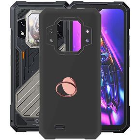 Phone Case for Cubot KingKong X (6.58") with 360° Rotation Ring Holder Stand, Soft Anti-Scratch Microfiber Lining, Ultra Slim Liquid Silicone Protective Black Phone Case