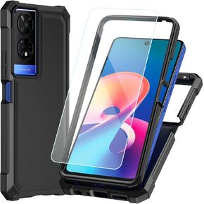 for TCL 50 XE 5G Case, TCL 50 XE NXTPAPER 5G Case, with Screen Protector, Dual Layer Structure Protection, Shock-Absorbing Corners TPU Bumper, Heavy Duty Rugged Phone Cover Purple