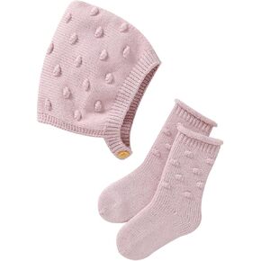 mimixiong Newbron Baby Hat and Sock Set Cotton Knitting Infant Beanie Caps Crew Socks for Boy and girls
