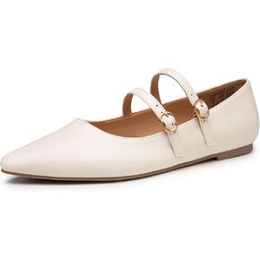 Trary Mary Jane Shoes Women Ballet Flats Shoes for Women Dressy Comfortable Mary Jane Flats Slip on Women's Flats Pointed Toe Flats for Women Adjustable Strap Leather Mary Jane Shoes