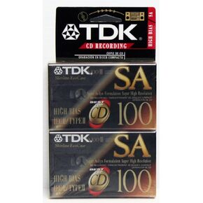 TDK SA100 شريط كاسيت عالي التحيز IECII/TYPEII مكون من قطعتين