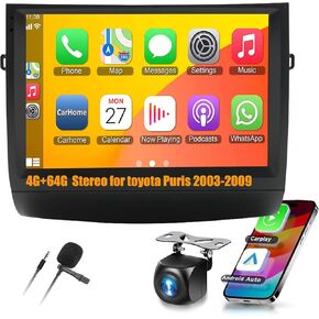 Android 12 Car Radio for Toyota Prius 2003-2009, Build in Wireless/Wire Carplay & Android Auto Support Bluetooth, Back-up Camera,FM Stereo,SWC,9 Inch IPS Touch Screen 4GB+64GB