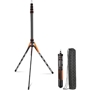 Travel Light Stand 86.6in / 2.2m Carbon Fiber Sturdy Light Weight Portable Tripod Light Stand with Carry Bag for Photography Outdoor Shooting Speedlight Reflector Ring Light (Black-Aluminum Alloy)