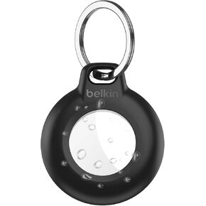 Belkin Waterproof Apple AirTag Secure Holder with Key Ring, Durable Scratch-Resistant AirTag Case, Protective AirTag Keychain Accessory for Keys, Pets, Luggage, Backpacks, and More - Black