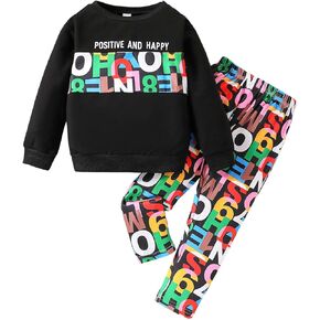 Toddler Kid Girl Clothes Letter Graphic Pullover Sweatshirt + Leggings 2PC Girls Fall Winter Pant Set