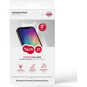Tech21 Impact Glass Screen Protector for iPhone 14 - Pack of 2