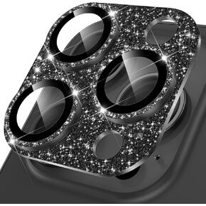 YWXTW for iPhone 16 Pro/iPhone 16 Pro Max Camera Lens Protector, [New Glitter Design] Full Bling Sparkly Diamond Tempered Glass Screen Protector Metal Camera Cover Accessories (Desert Titanium)