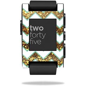 MightySkins Skin Compatible with Pebble Smart Watch – Glitzy Chevron | Protective, Durable, and Unique Vinyl Decal wrap Cover | Easy to Apply, Remove, and Change Styles | Made in The USA