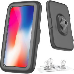 Waterproof, Upgraded IPx7 Wall Mount, 480° Rotation, HD Touchscreen, Ideal for 4-7" Smartphones - Perfect Shower Accessories-Black
