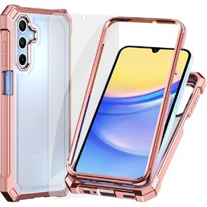 Ailiber for Samsung A35 5G Case, Clear Transparent [Anti Yellowing], with [Screen Protector], Dual Layer Shockproof Bumper, [Scratch-Resistant] Cell Phone Cover for Galaxy A35-Gold