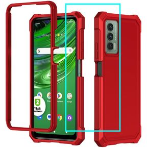 for Cricket Outlast Case with Screen Protector,ATT Jetmore Case Full Body Protection Front PC Back Soft Silicone Bumper,Cricket Outlast Cover Heavy Duty Protection Shockproof Corner Black