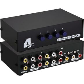 4-Port AV Switch RCA Audio Video Switcher Selector 4 in 1 Out for DVD TV Box STB Game Consoles