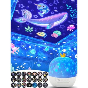 21 Sets of Films, Projector Night Light for Kids Bedroom, Ceiling, Baby Night Light Projector, Star Galaxy Projector for 1-14 Years Old Baby Girls with 360° Rotation for Christmas, Nursery, Room Decor
