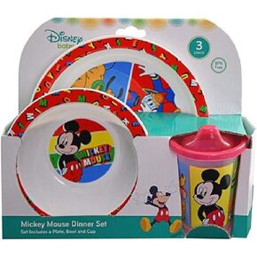 Mickey Mouse 3pc PP Dinner Set in Open Box (Plate, Bowl and Cup)
