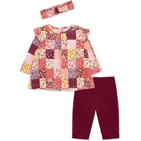 Little Me Baby Girls' 3-Piece 100% Cotton Headband, Tunic, and Legging Set, 0-24 Months