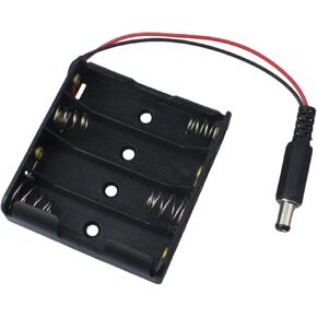 4xAA Power Box 6V Black Battery Pack Holder Case Box with DC Plug Barrel Jack Connector for Wireless Camera Halloween LED Light Strip