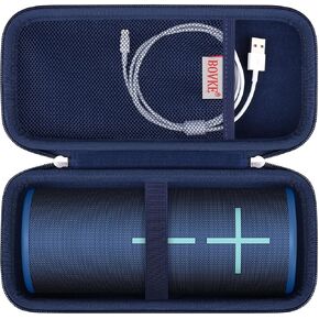 BOVKE Hard Carrying Case for Ultimate Ears MEGABOOM 4/3 Portable Waterproof Bluetooth Speaker, UE MEGABOOM 4 Travel Holder with Mesh Pocket for Charging Cables, Blue