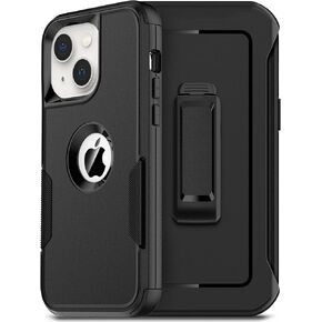 for iPhone 14 Case with Holster Belt Clip: [2pcs Screen Protectors + Camera Lens Protector] Heavy Duty Protective Shockproof Rugged Non-Slip Hard Phone Cover for Men