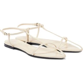 Flat Sandals for Women Adjustable Ankle Strap Slide Sandals Pointed Open Toe Flats Dressy Summer Sandals